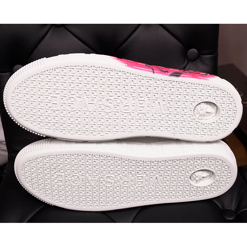 42 & 47 NEW $850 VERSACE Men White Leather SMILEY MEDUSA LOGO High-top SNEAKERS