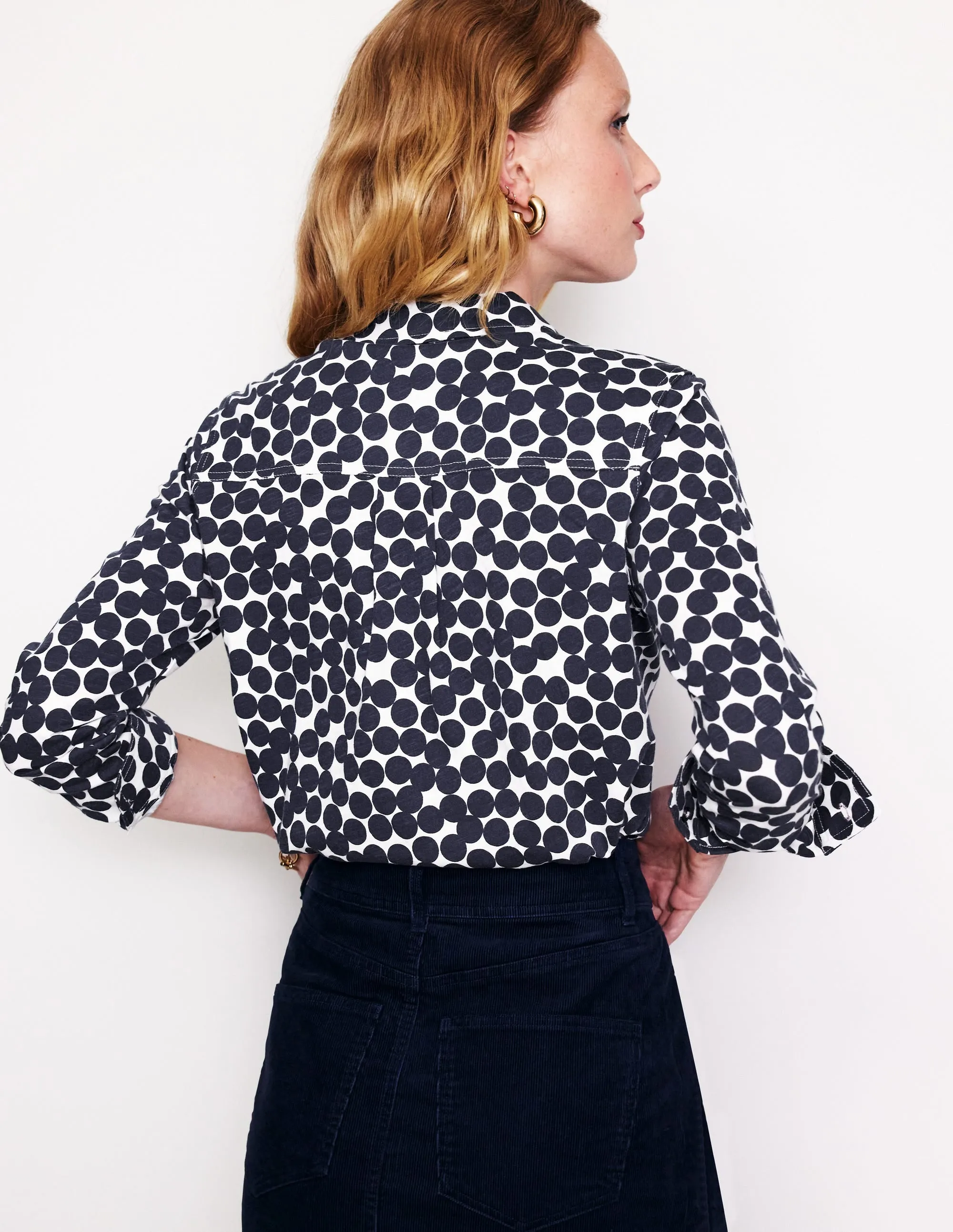 Amelia Jersey Shirt-Navy, Spot Cluster