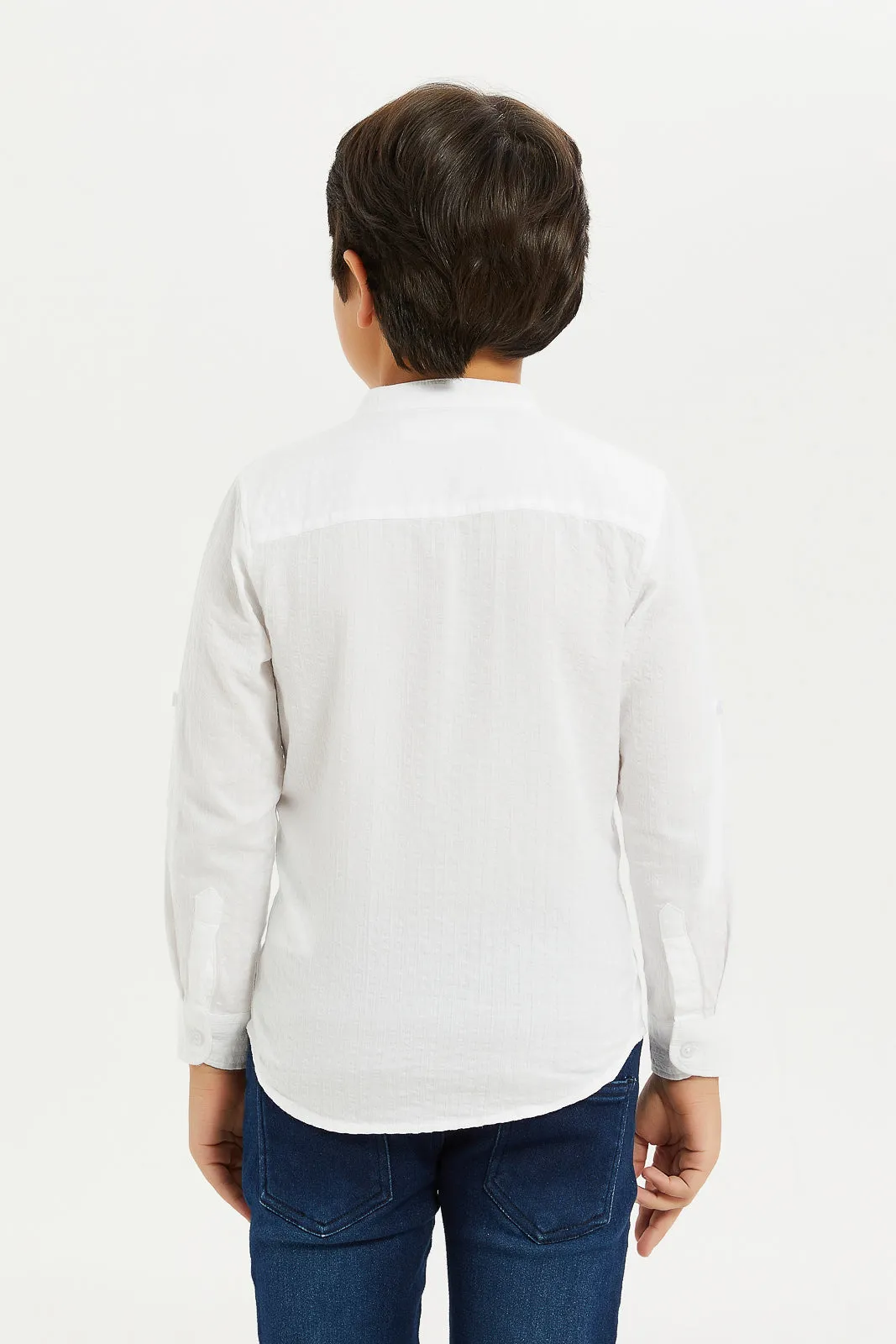 Boys White Mandarin Shirt