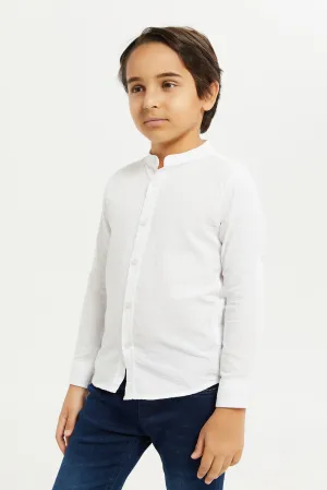 Boys White Mandarin Shirt