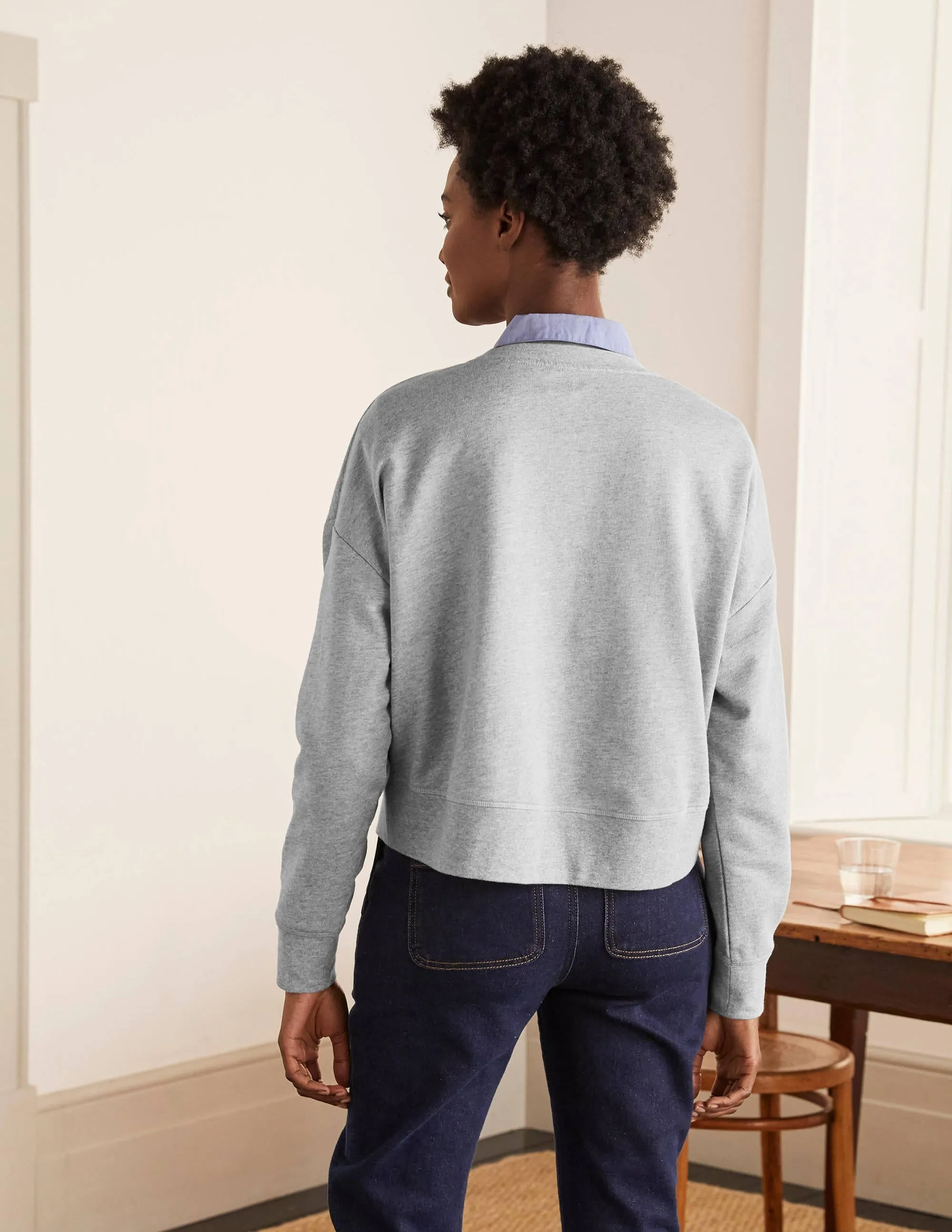 Cropped Sweatshirt-Grey Marl