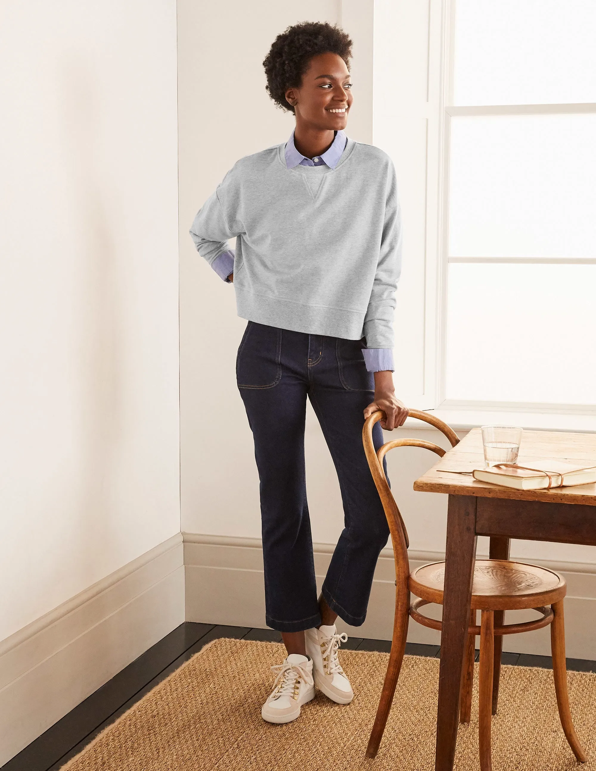 Cropped Sweatshirt-Grey Marl