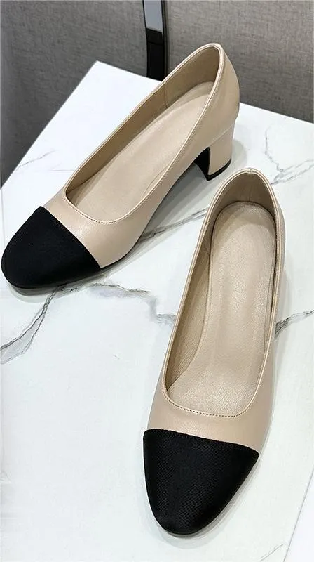 Divine Cap Toe Genuine Leather Flats Low Heels