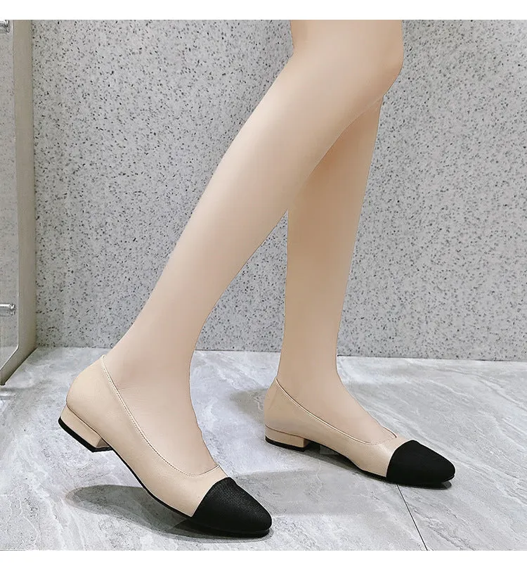 Divine Cap Toe Genuine Leather Flats Low Heels