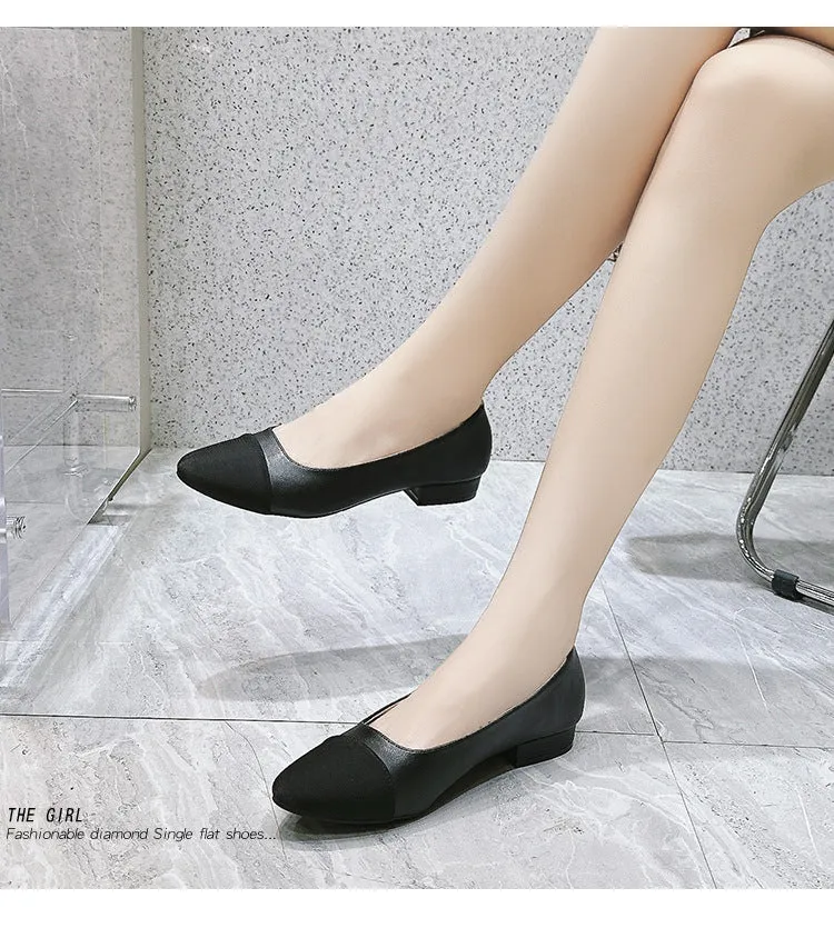 Divine Cap Toe Genuine Leather Flats Low Heels
