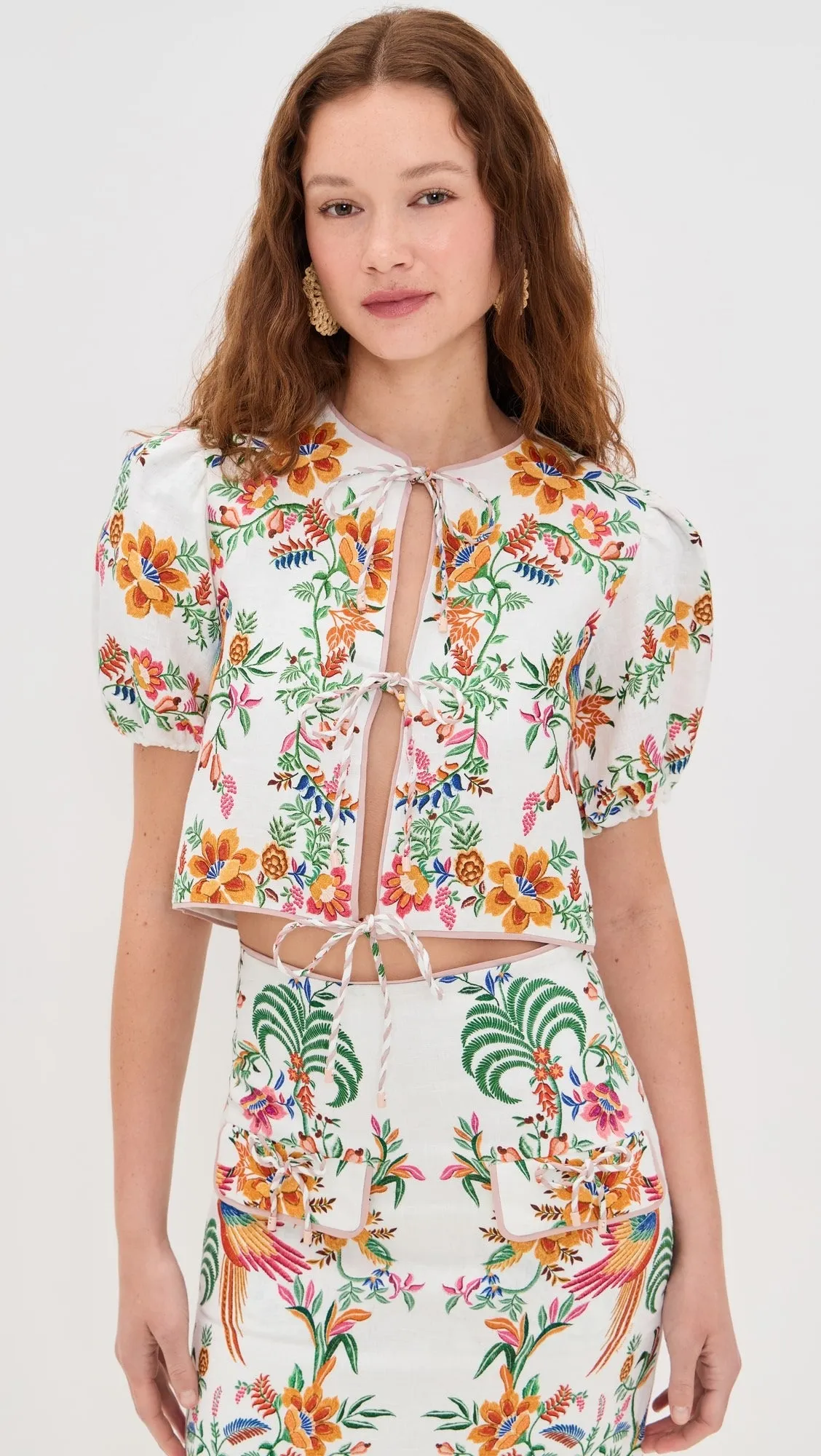 FARM RIO DELICATE FOREST SCARVES BLOUSE