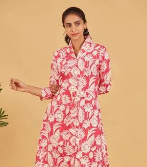 French Rose Pink Floral Dress