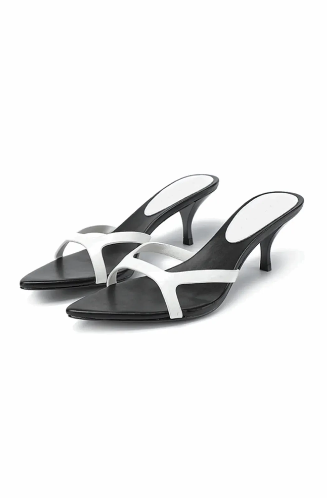 Genuine leather pointed open toe heeled sandals