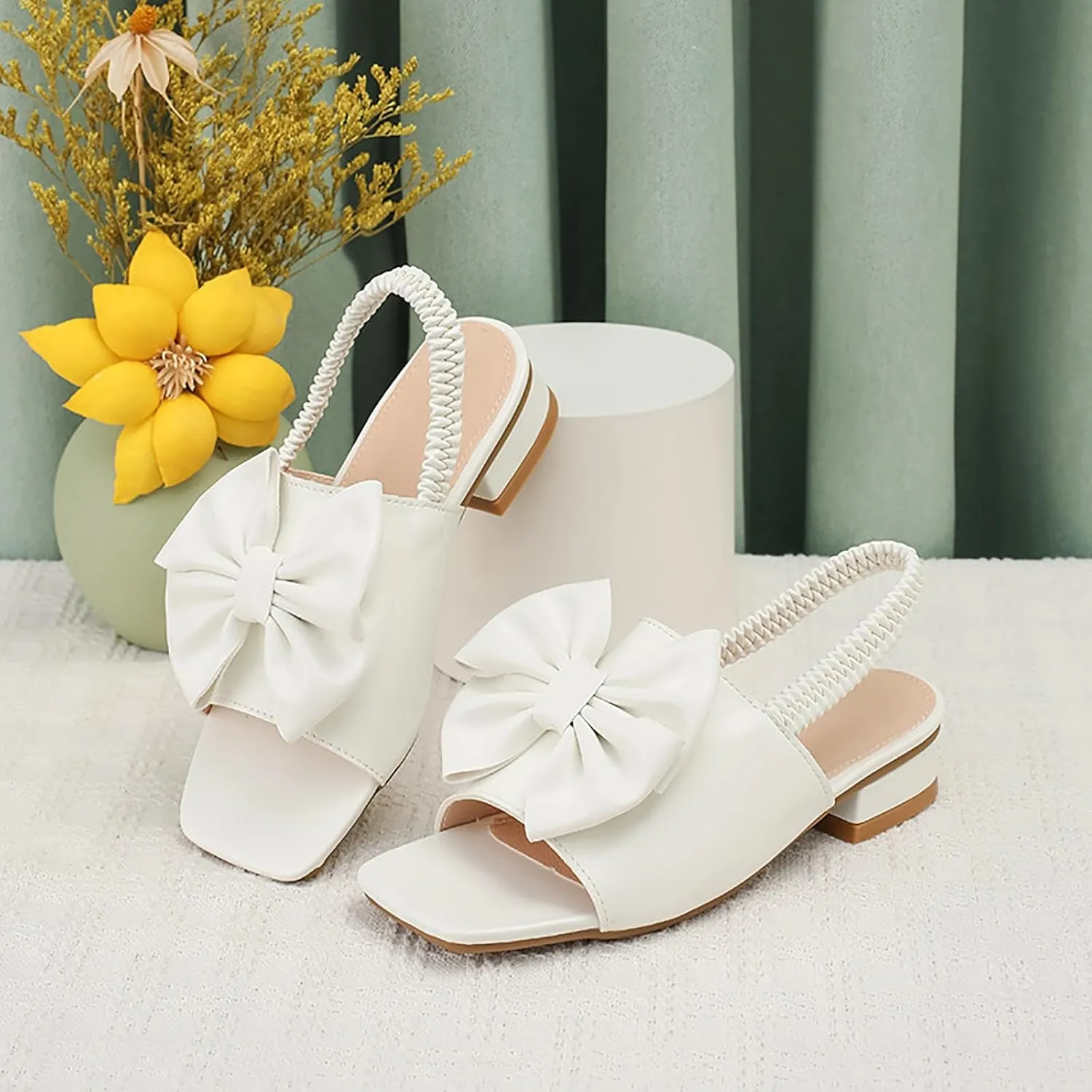 Girl's Baby Toddler Sandals Girls Sandals Soft Sole Lace Shoes Comfortable Non Slip Beach Shoes Elastic Band White Fairy Children's Summer Non Slip Cork Glitter Toddler Slippers