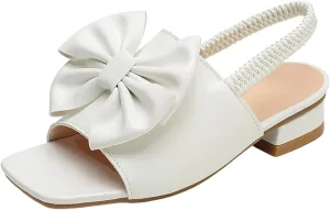 Girl's Baby Toddler Sandals Girls Sandals Soft Sole Lace Shoes Comfortable Non Slip Beach Shoes Elastic Band White Fairy Children's Summer Non Slip Cork Glitter Toddler Slippers