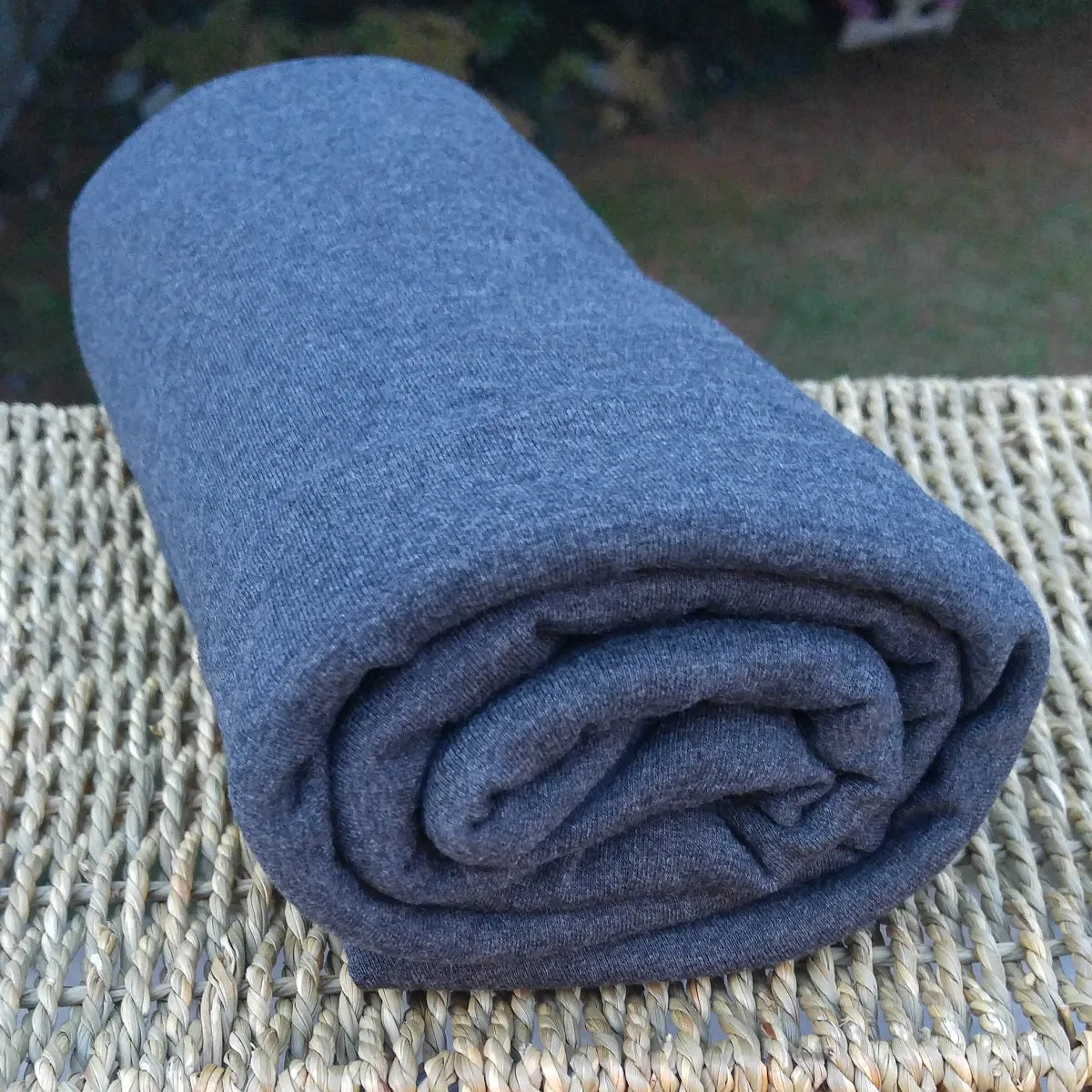 Heather Graphite Bamboo Stretch Jersey Fabric by the Yard or Wholesale