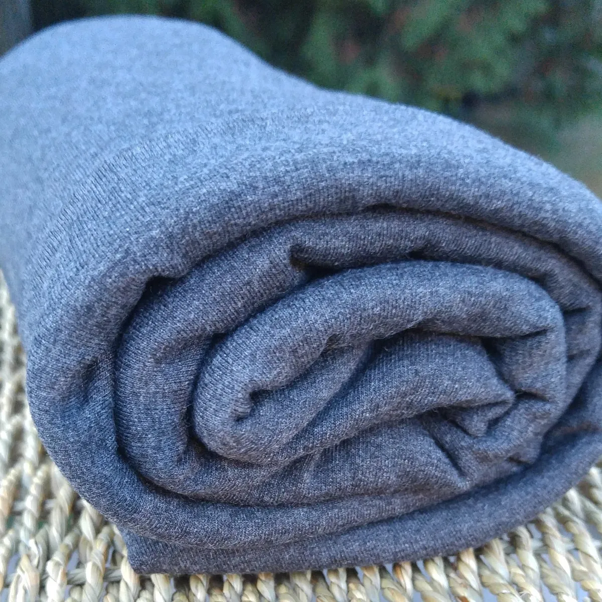 Heather Graphite Bamboo Stretch Jersey Fabric by the Yard or Wholesale