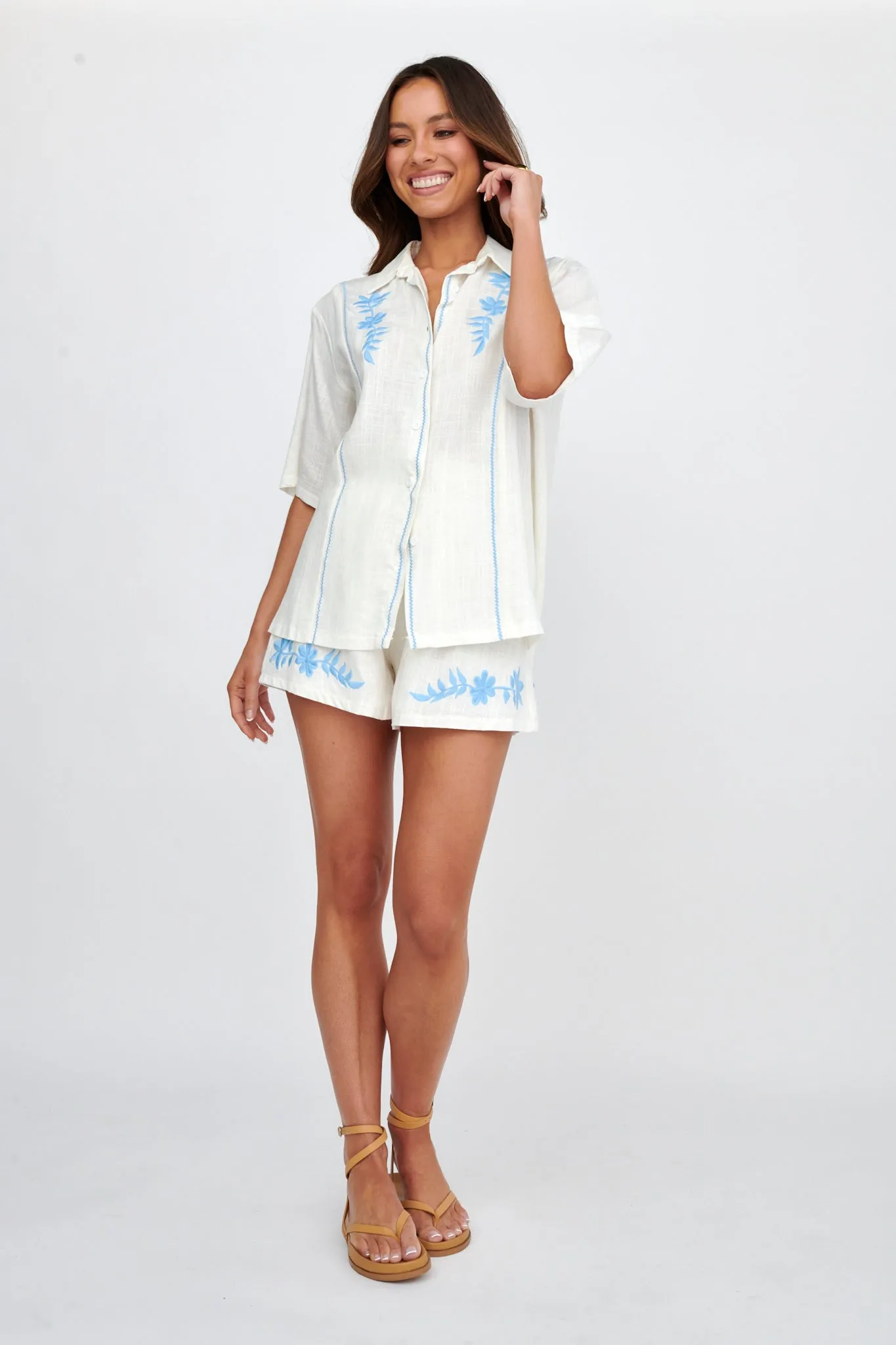 Jeni Embroidered Detail Shirt White