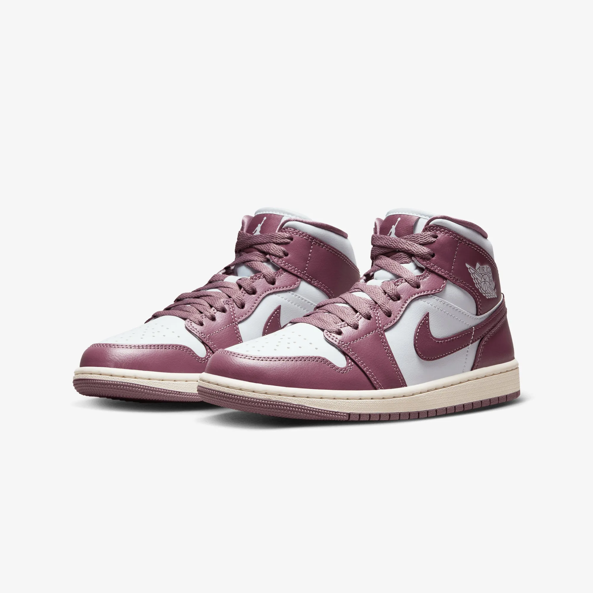 Jordan | WMN'S AIR JORDAN 1 MID  { PURE PLATINUM/SKY J MAUVE-SAIL