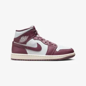 Jordan | WMN'S AIR JORDAN 1 MID  { PURE PLATINUM/SKY J MAUVE-SAIL
