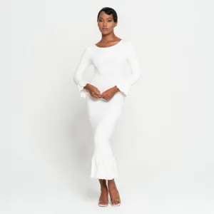 MARJORIE Bamboo Ruffle Dress Off-white