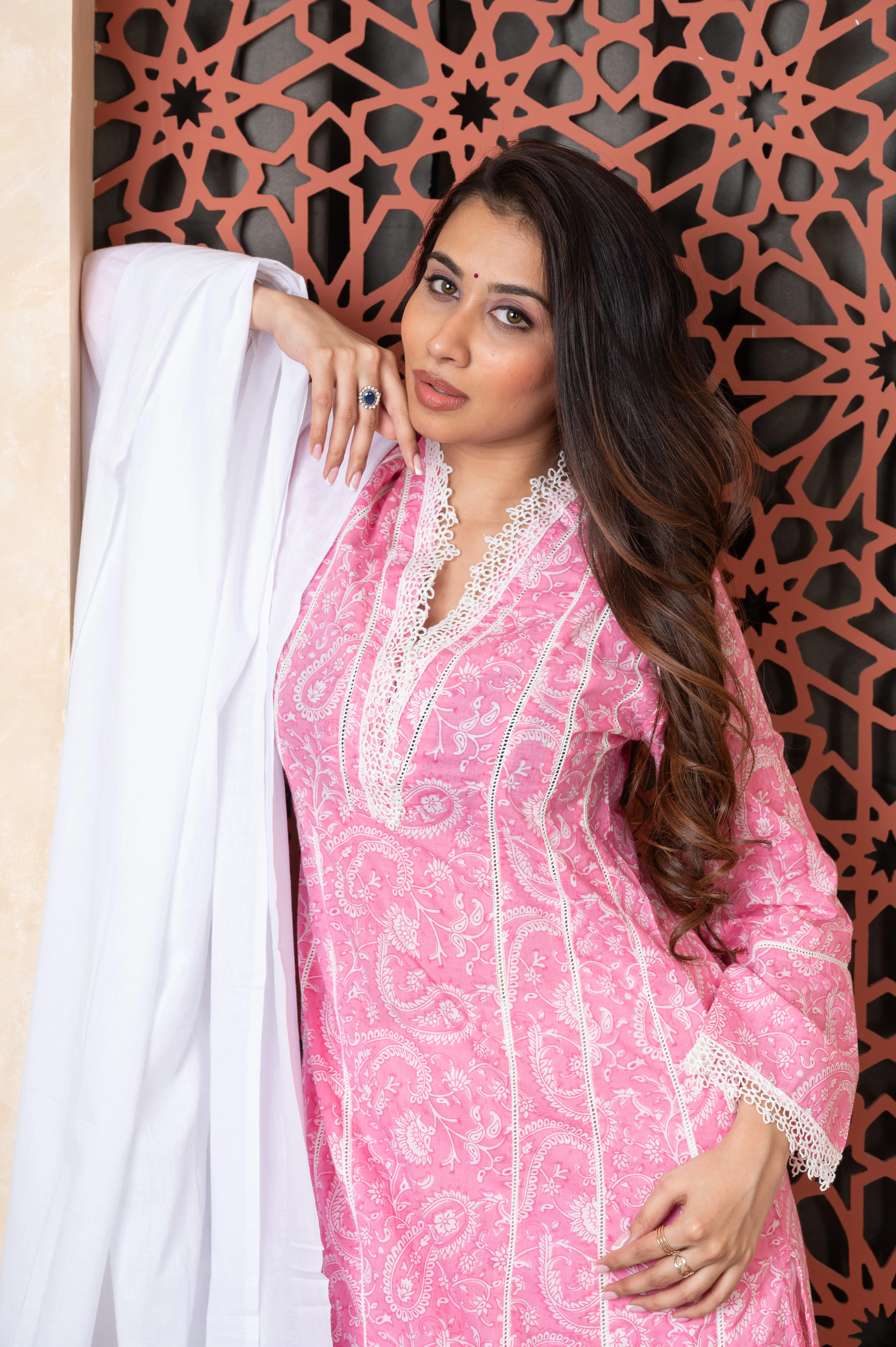 Neckline Lace Printed