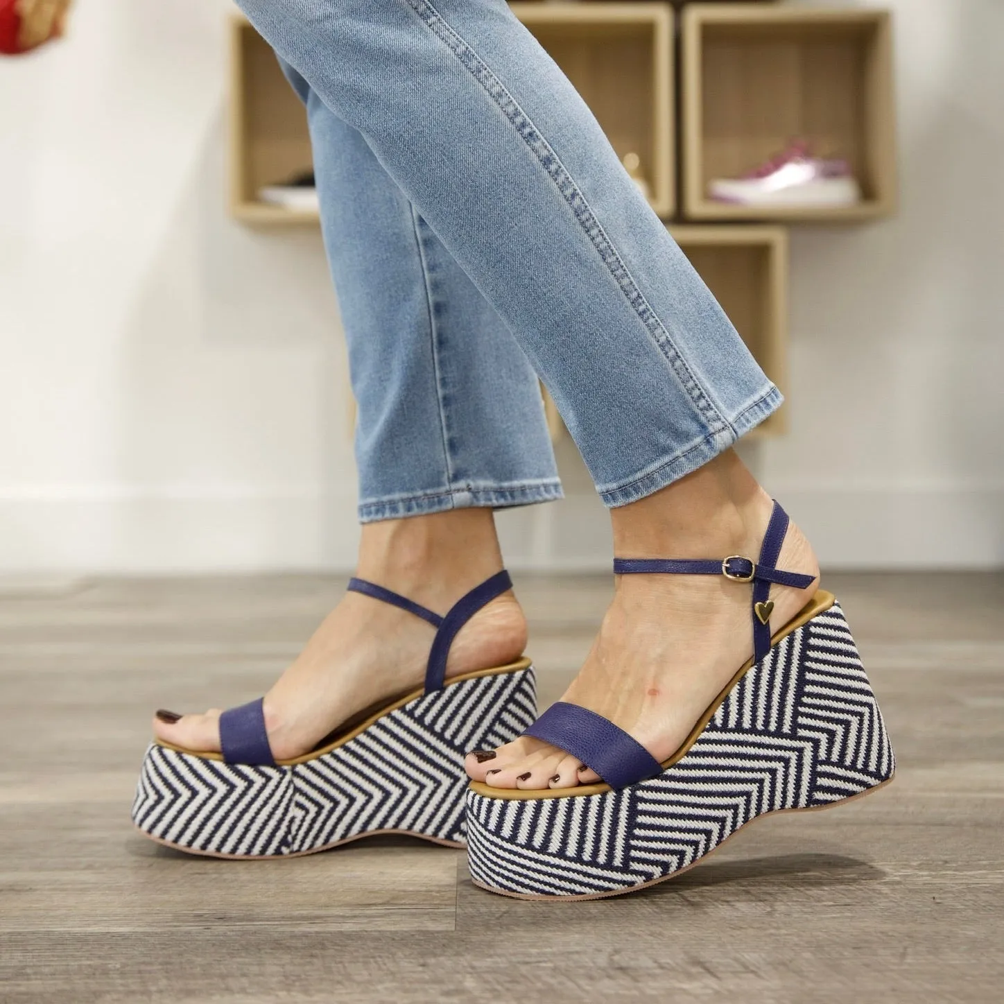 Olivia Blue Stripes Sandals