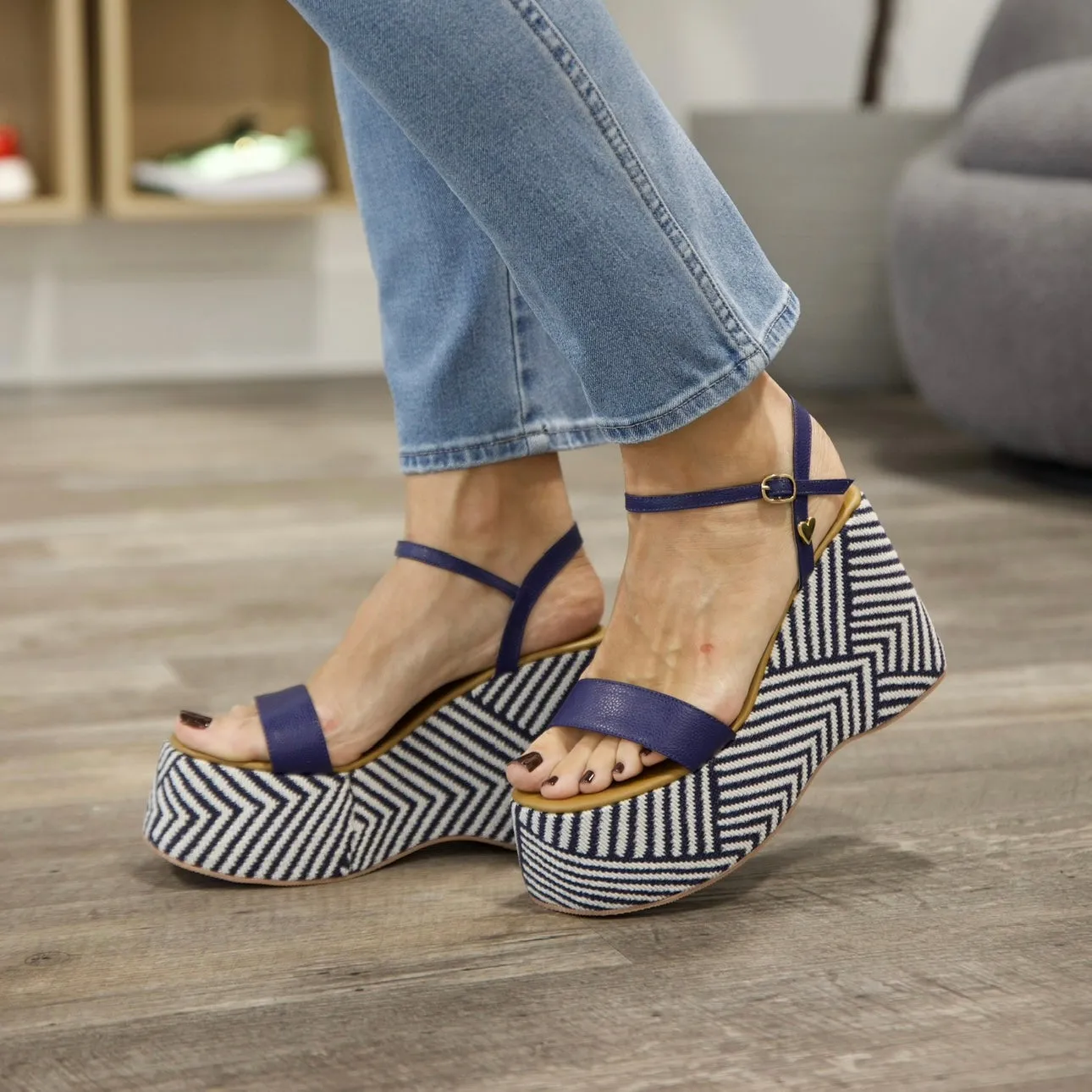 Olivia Blue Stripes Sandals