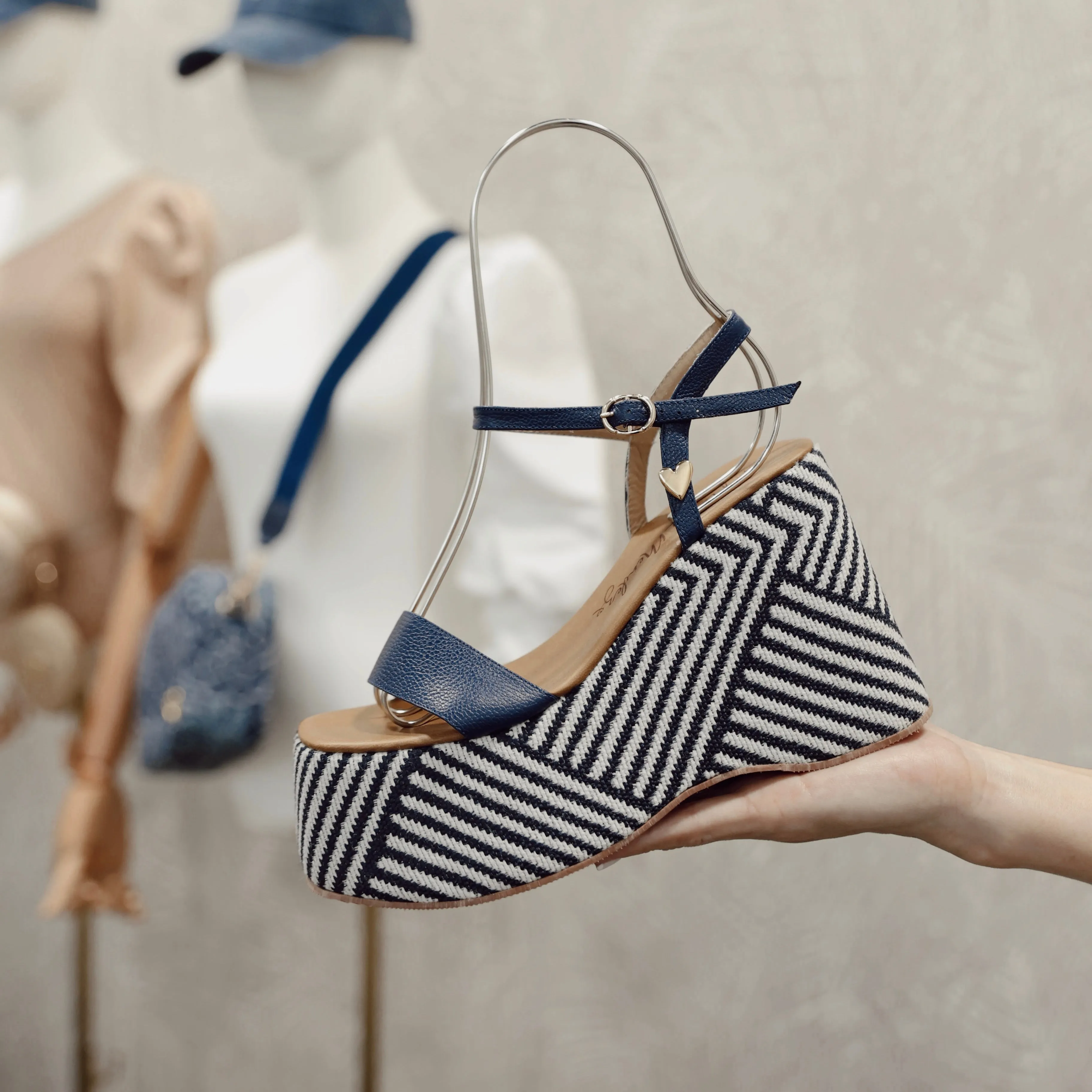 Olivia Blue Stripes Sandals