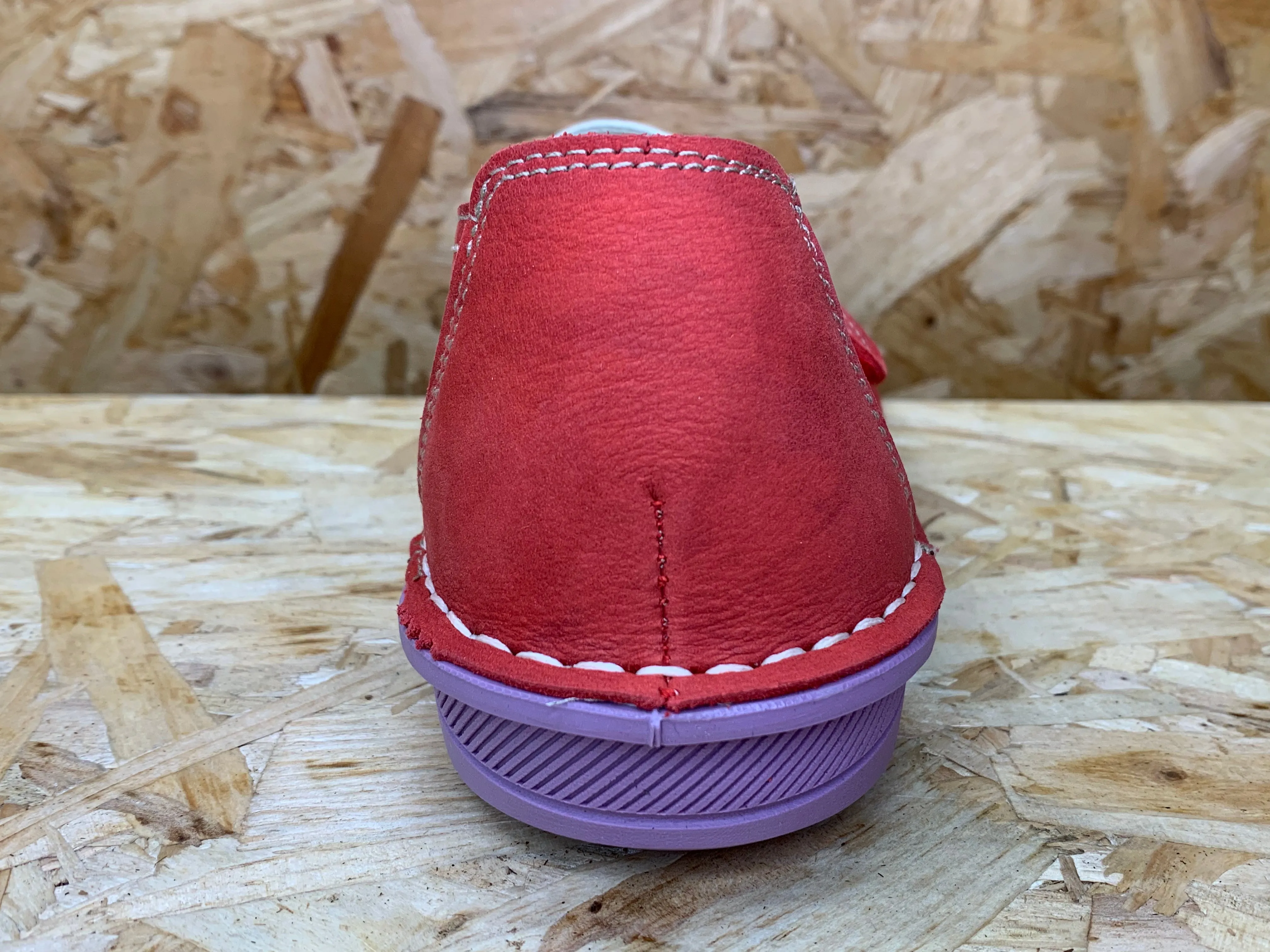 On Foot Womens Leather Flats - Red