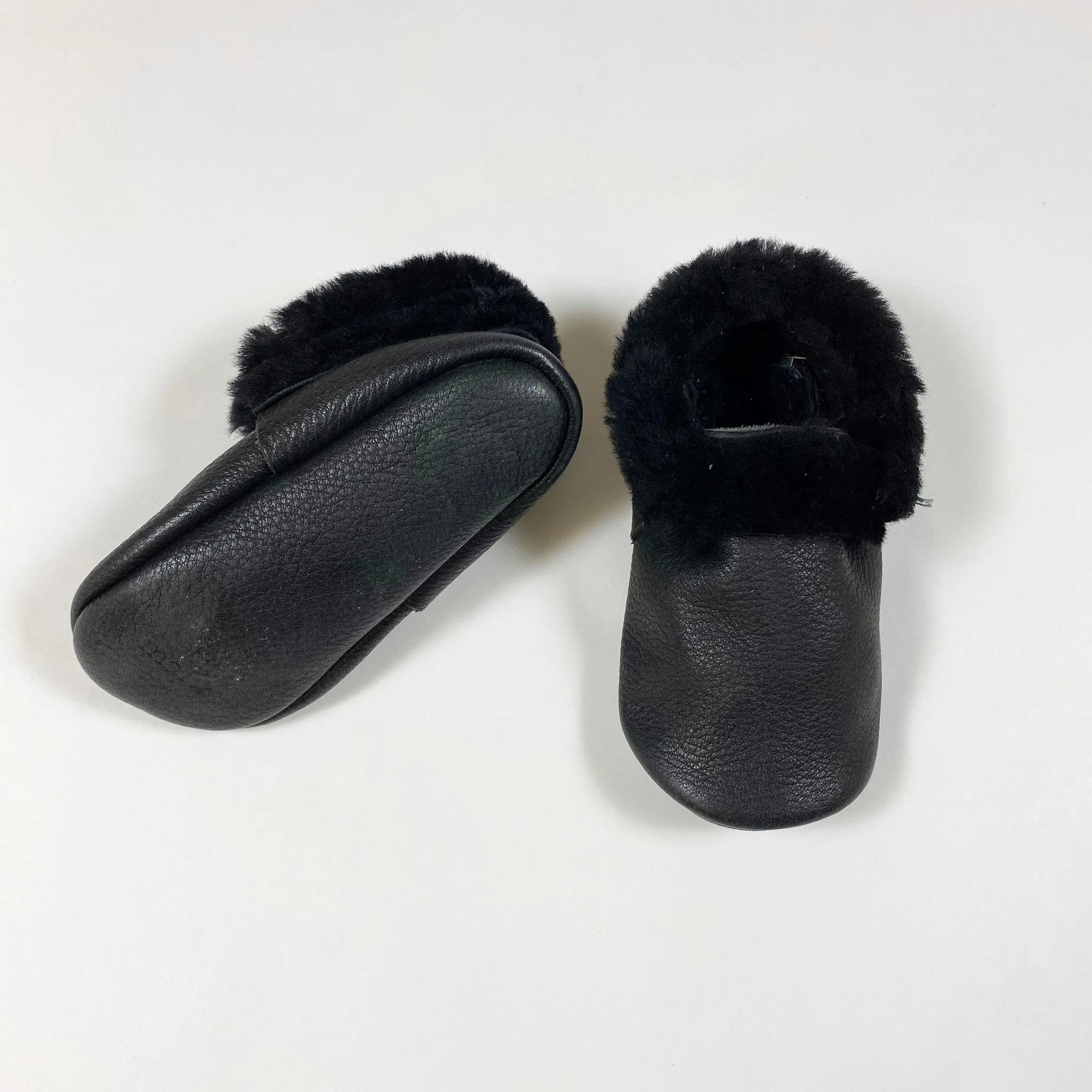 Petit Mai black leather moccasins  14cm