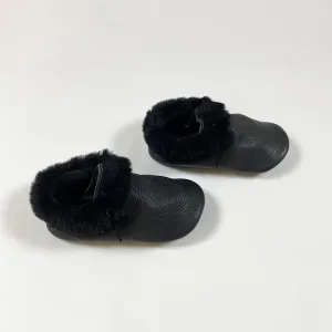 Petit Mai black leather moccasins  14cm