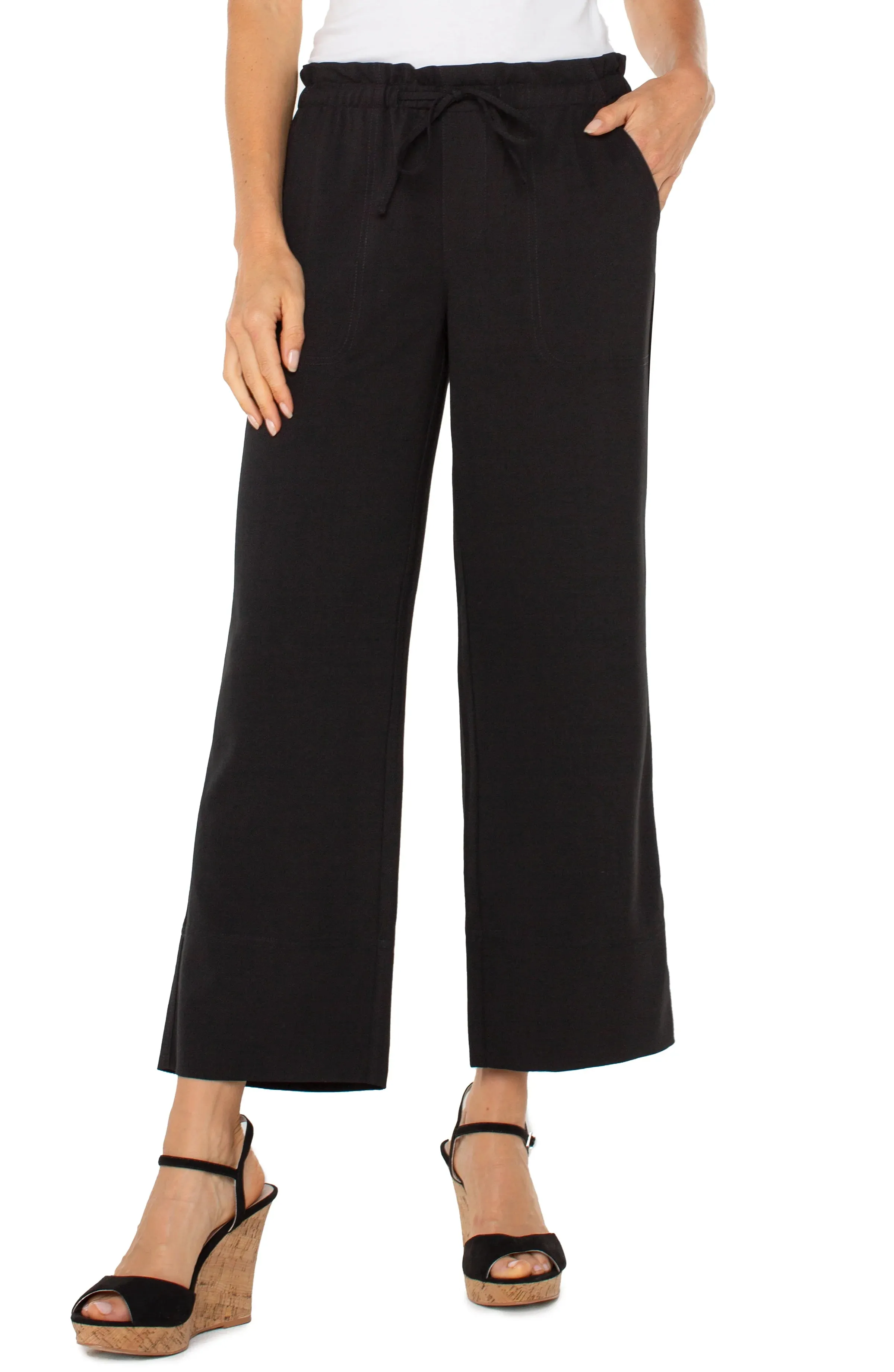 Pull-on Tie Waist Wide Leg Ankle | Liverpool