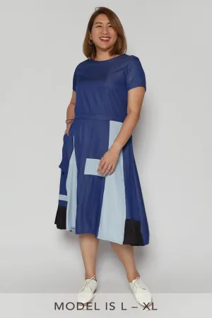 Qian Drawstring Dress in Blue