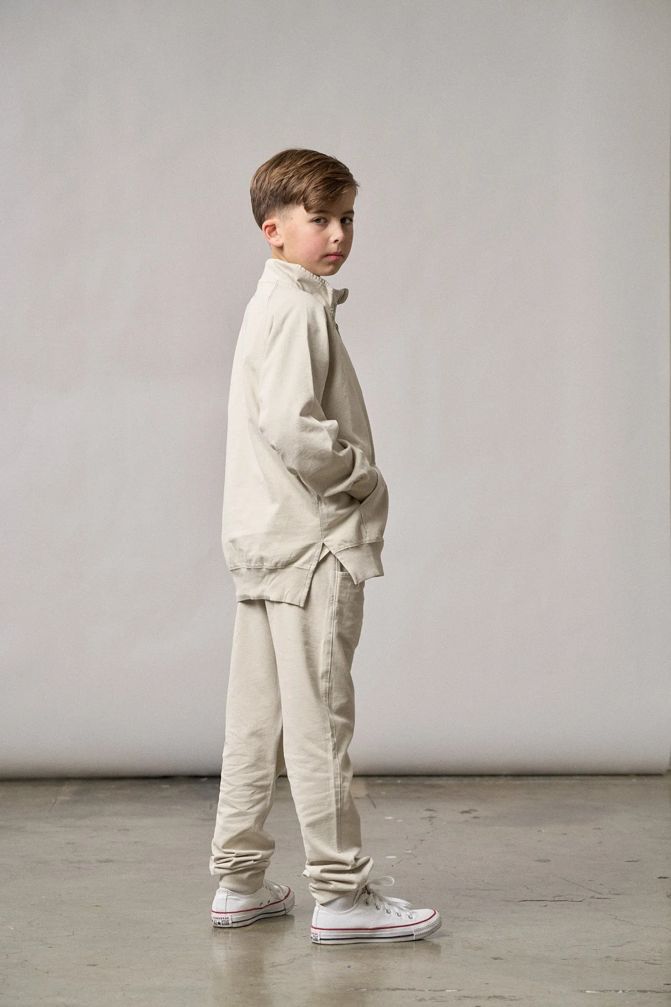 Quarter Zip Pullover - Almond Wash