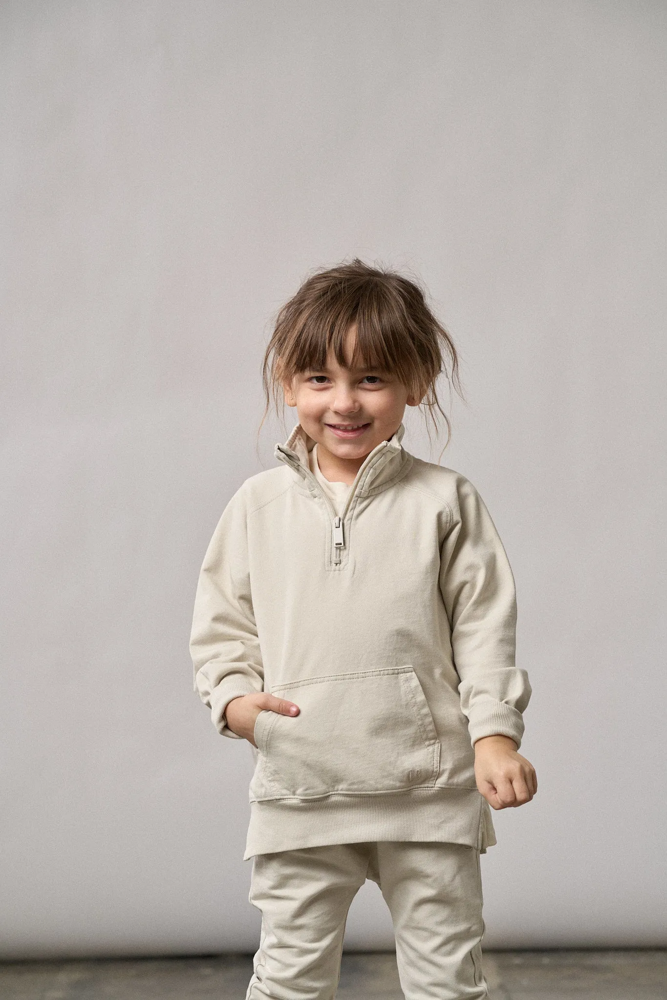 Quarter Zip Pullover - Almond Wash