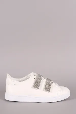 Rhniestone Accent Lace-Up Low Top Sneaker