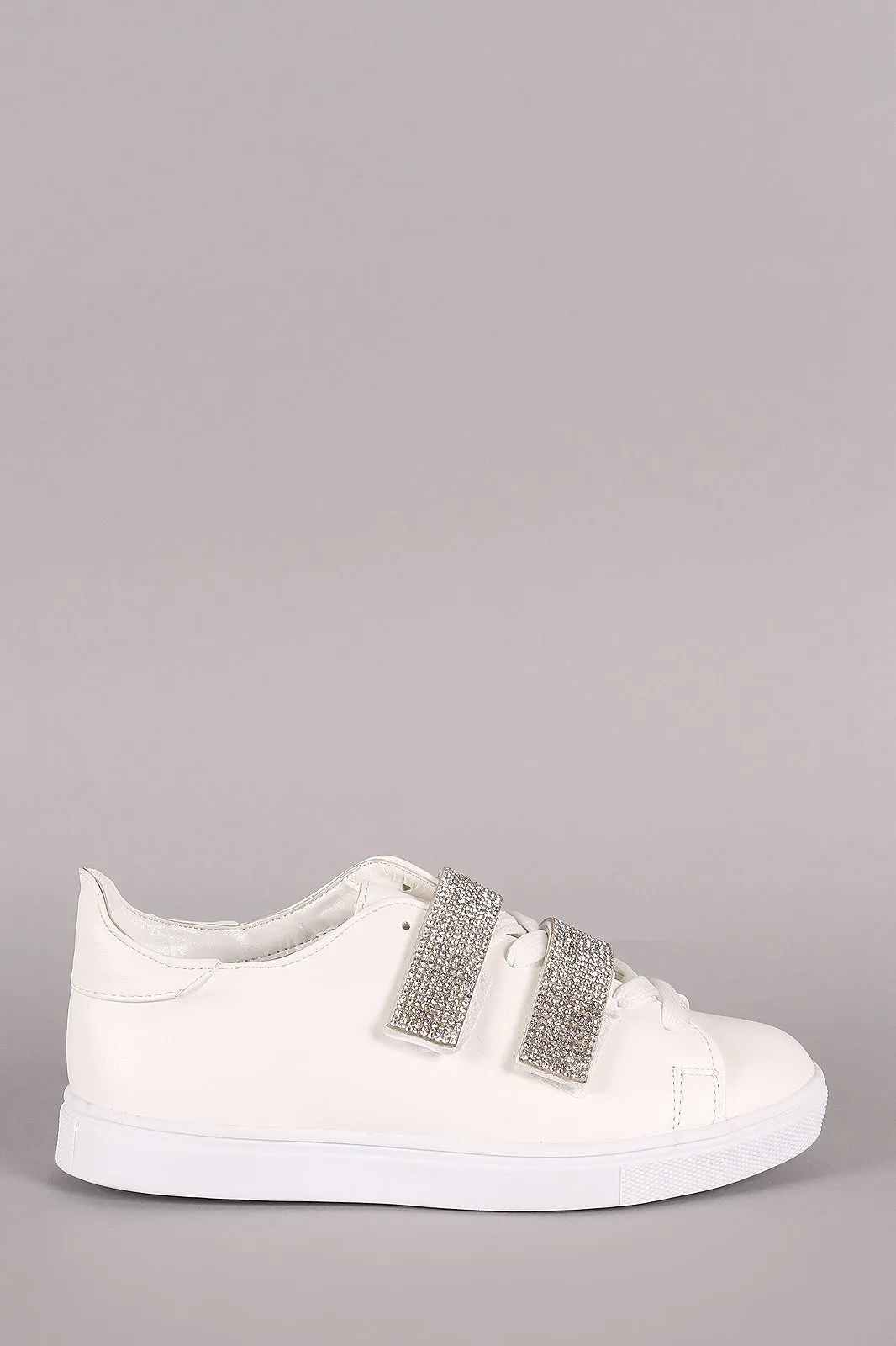 Rhniestone Accent Lace-Up Low Top Sneaker