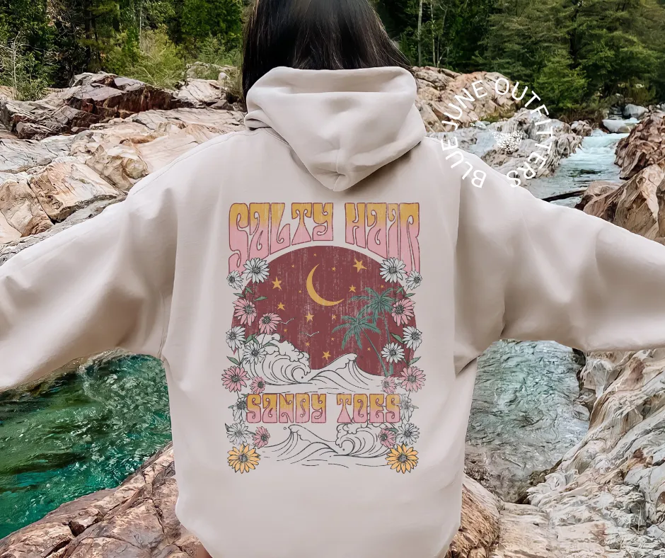 Salty Hair Sandy Toes | Celestial Beach Vibes Hoodie