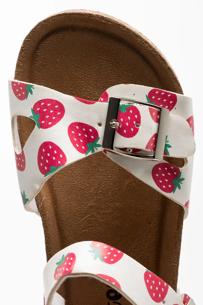 Strawberry Cork Sandal White