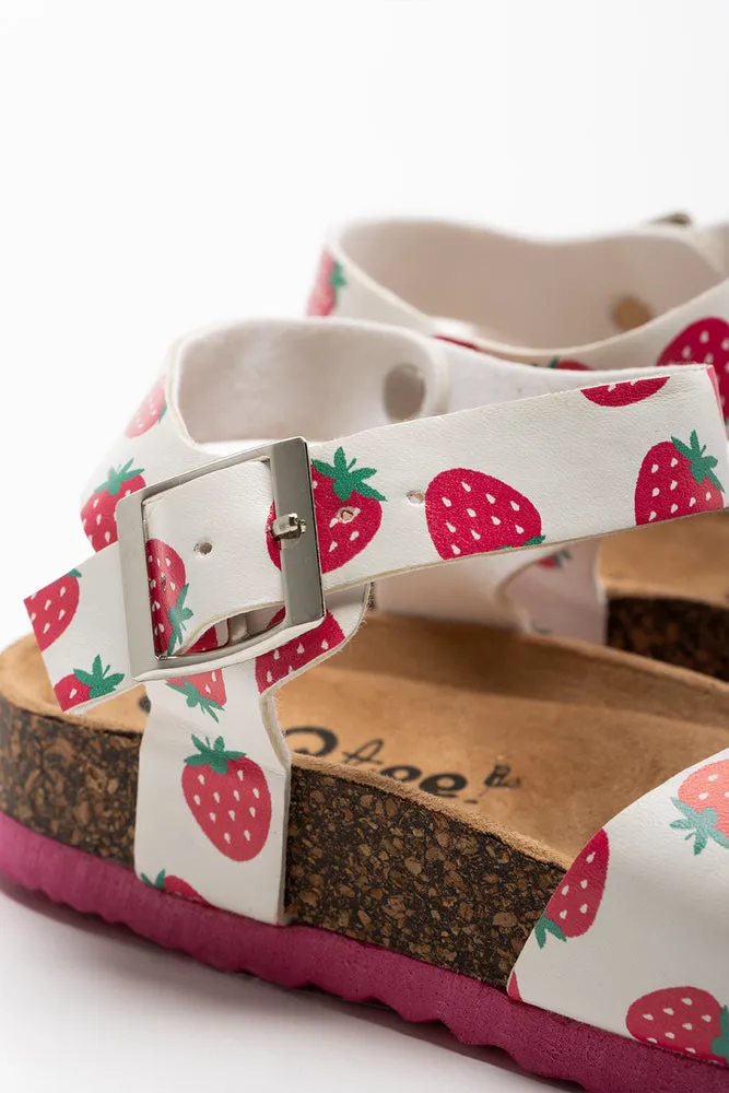 Strawberry Cork Sandal White