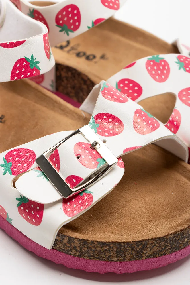 Strawberry Cork Sandal White