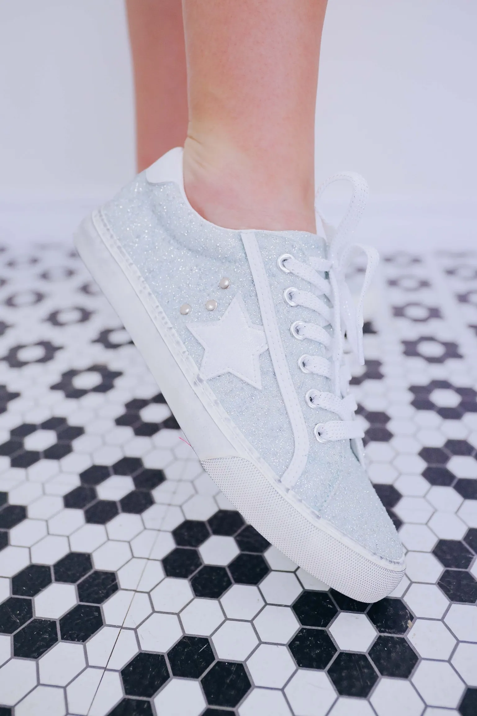 Super Star Glitter Sneaker By Corky's - Light Blue