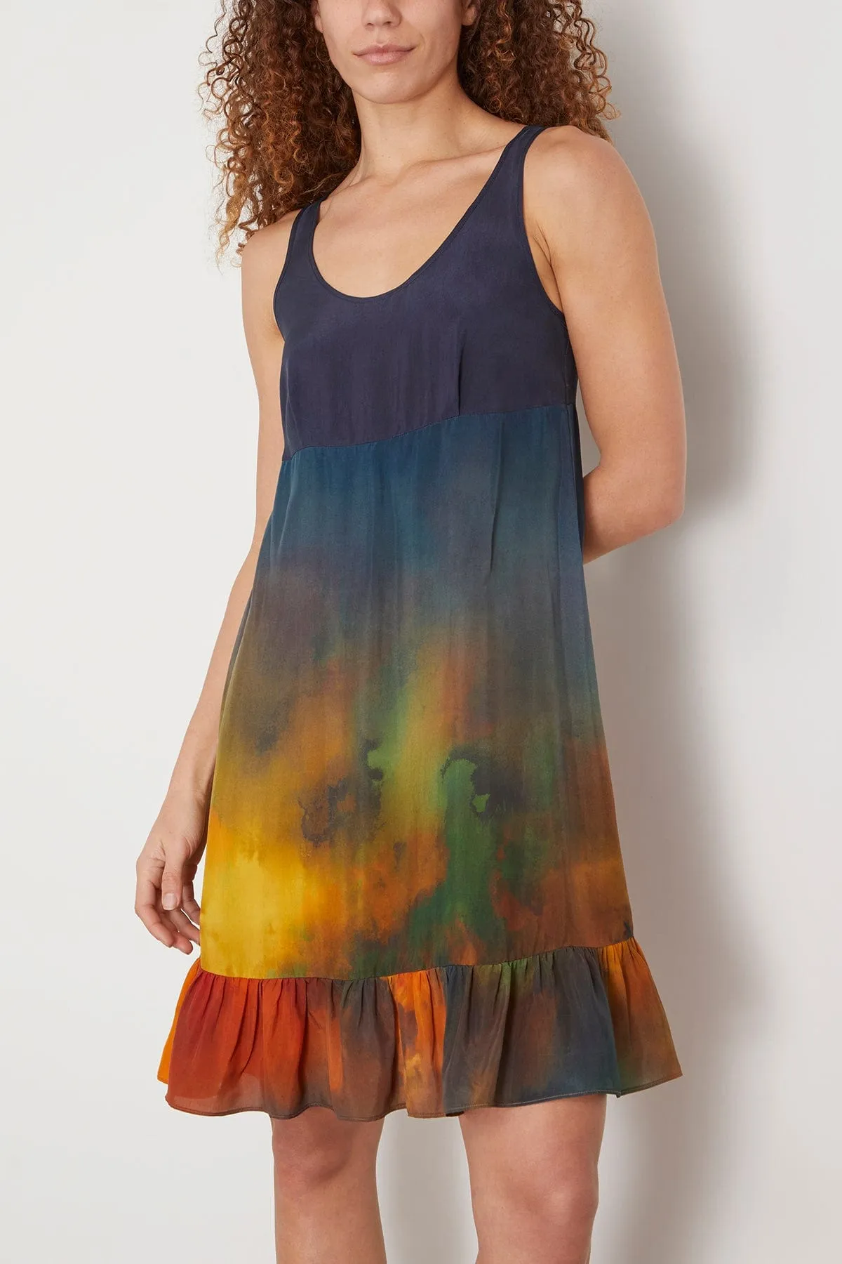 Tank Slip Dress in Tie-Dye Print