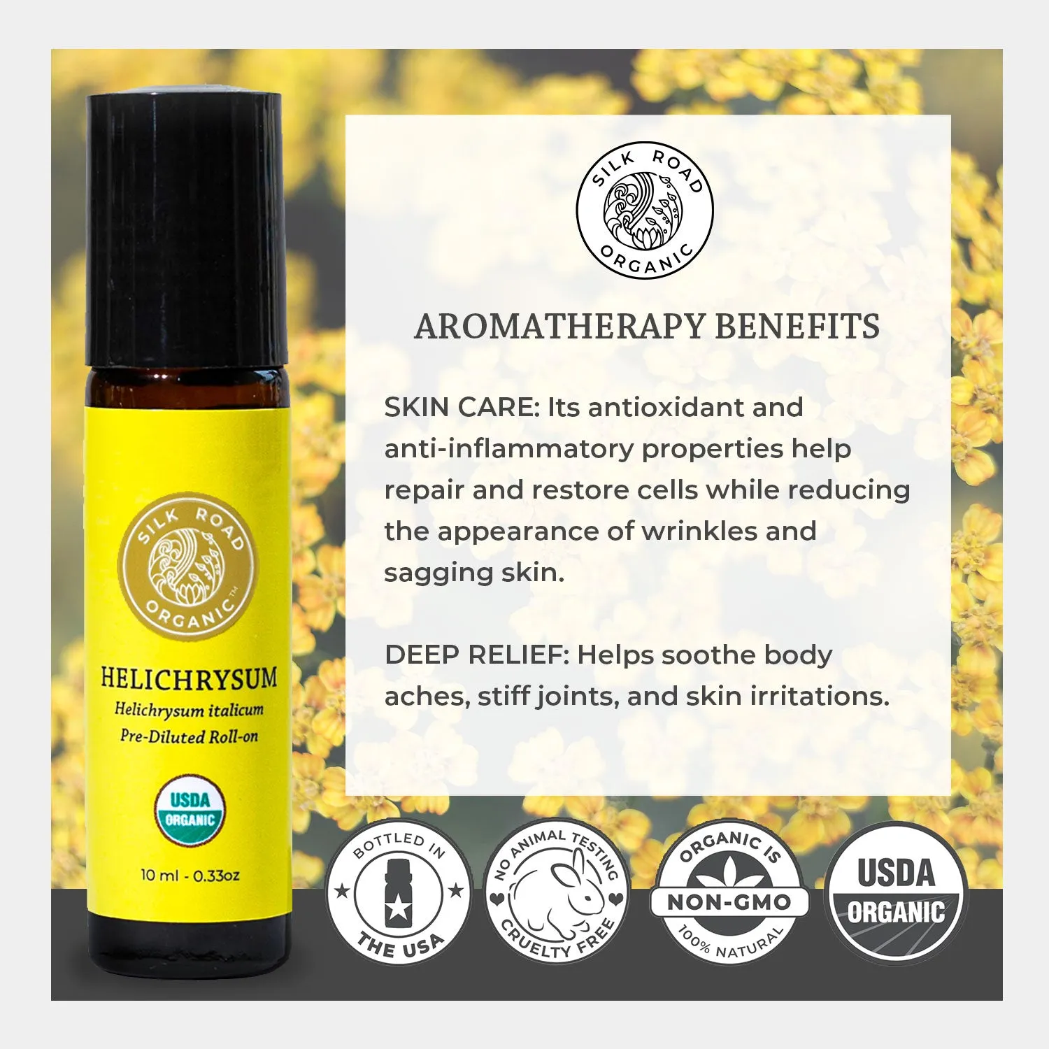 USDA Organic HELICHRYSUM Essential Oil Roll-on