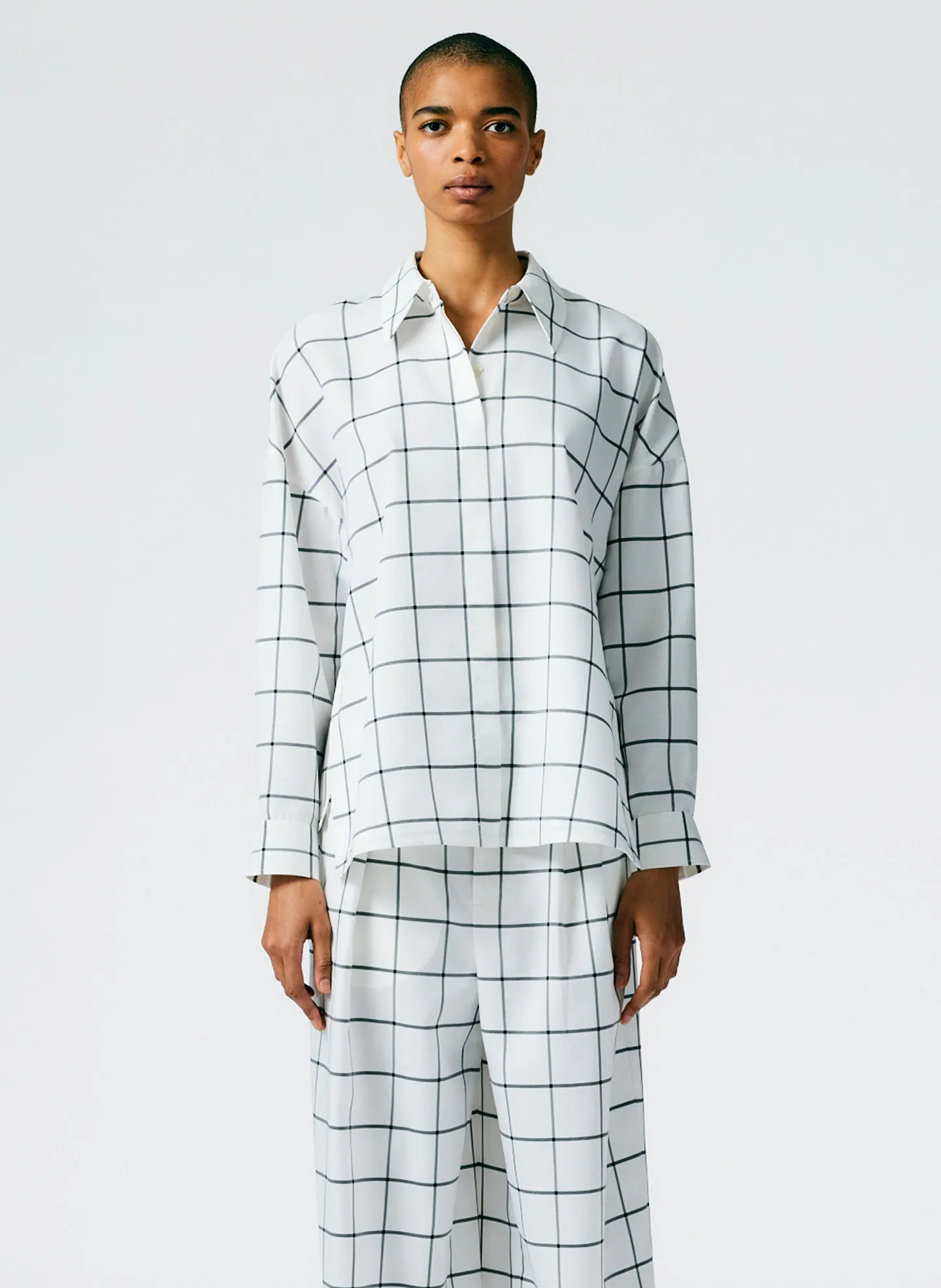 Windowpane Techy Twill Oversized Gabe Shirt