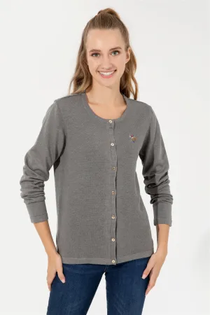 Womens Basic Knitwear Grey Melange