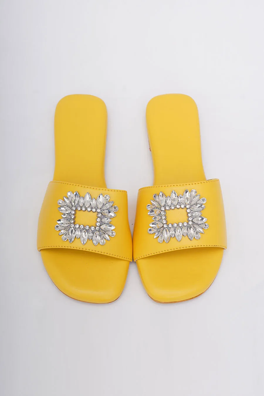 Yellow Brooch Embroidered Flats