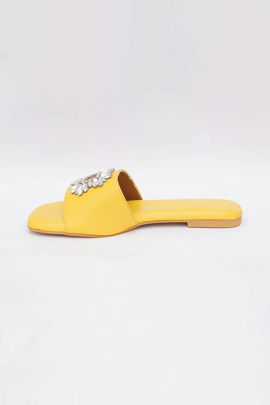 Yellow Brooch Embroidered Flats