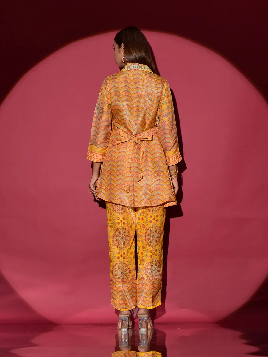 Yellow Vasansi Silk Printed Co Ord Set