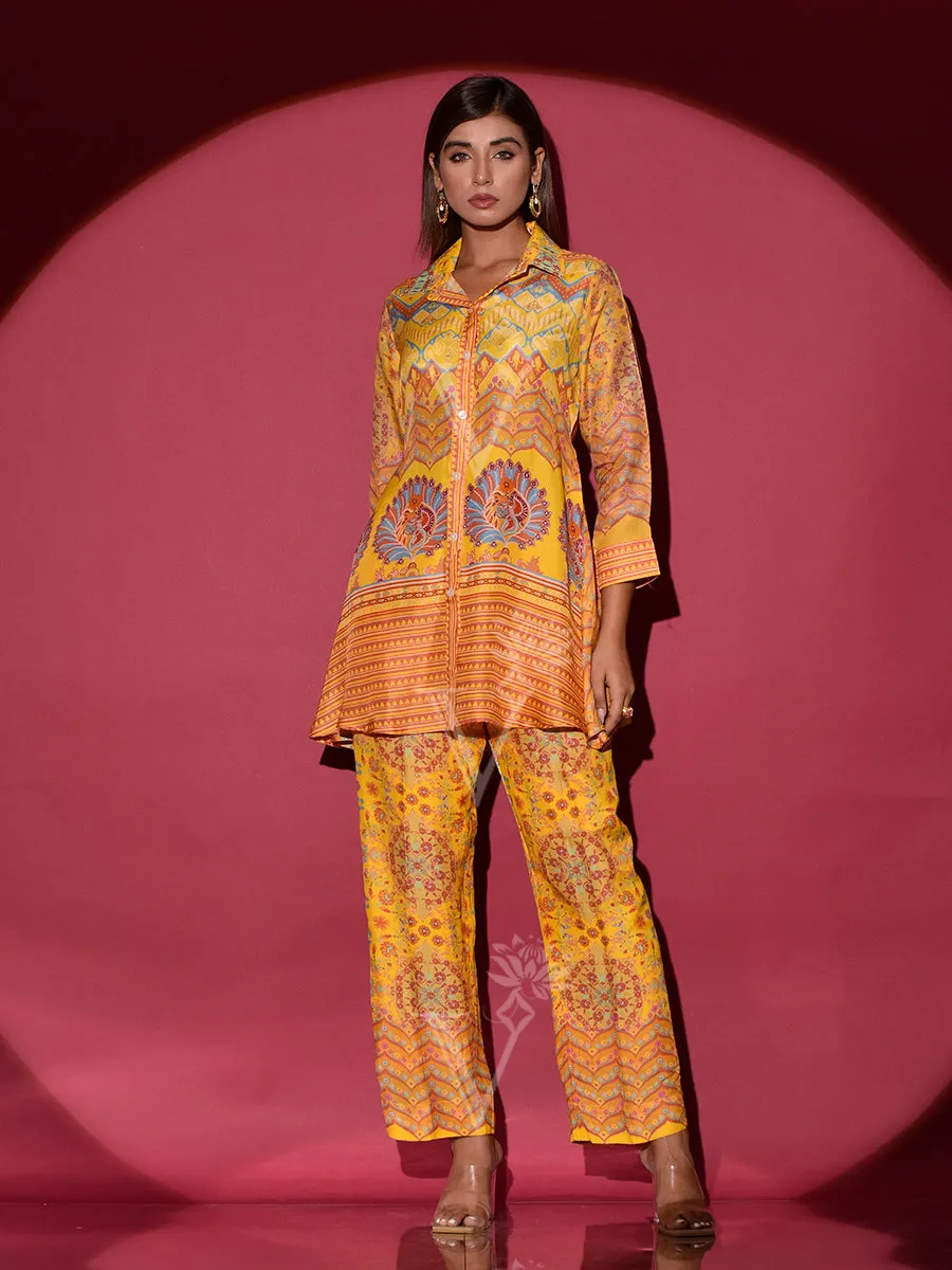 Yellow Vasansi Silk Printed Co Ord Set