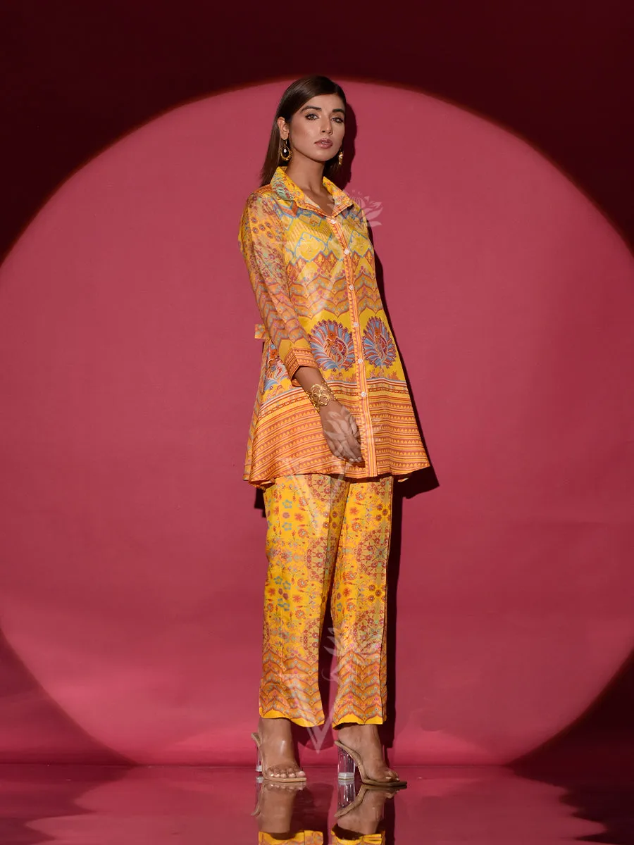 Yellow Vasansi Silk Printed Co Ord Set