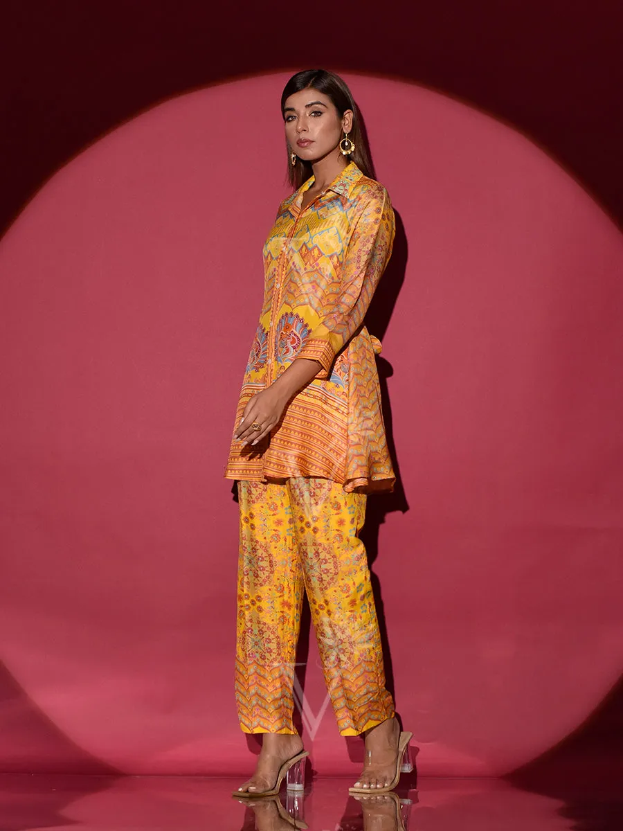 Yellow Vasansi Silk Printed Co Ord Set
