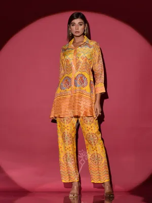 Yellow Vasansi Silk Printed Co Ord Set