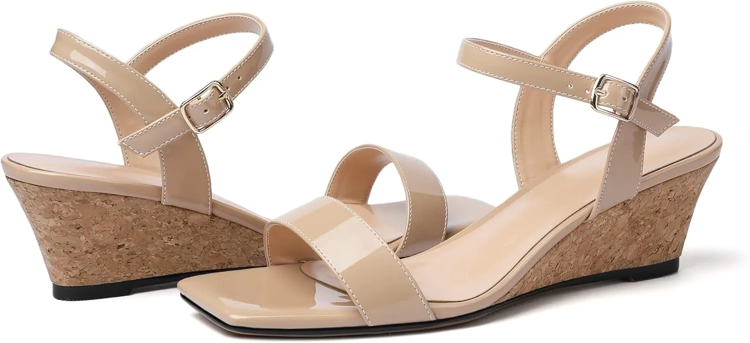 YODEKS Low Wedge Heel Sandals Women Summer Sandals Open Toe Pump Shoes for Evening Party Dress Casual